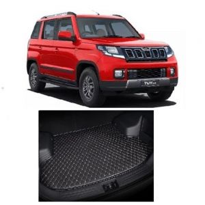 7D Car Trunk/Boot/Dicky PU Leatherette Mat for TUV-300  - Black